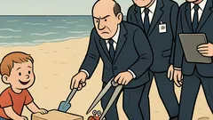 Witz: Ein Junge baut einen eckigen Sandkuchen