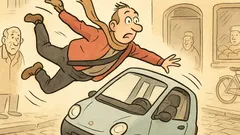 Witz: Ein angeschnallter Fahrer purzelt ausm Smart