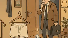 Witz: Höchst verdächtig, wenn er Unterhose büglet
